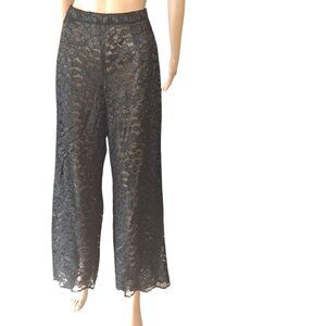 Black Lace Sequined Semi-Nude Slacks Size 8